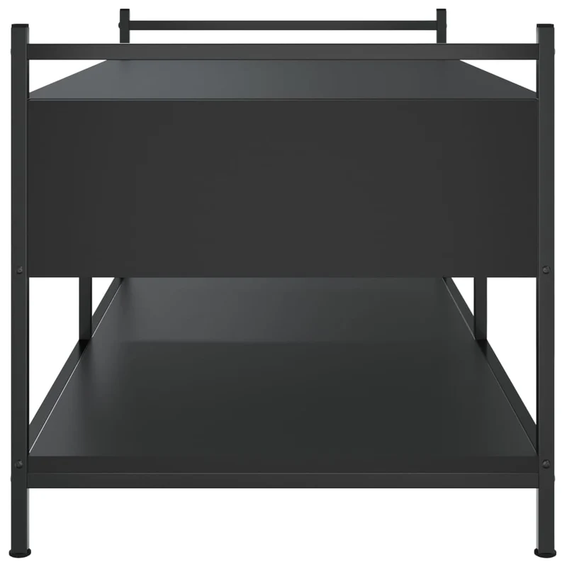 Table basse avec tiroirs et étagères design contemporain épuré 99 x 50 x 50 cm bois d'ingénierie noir et métal DEC039867