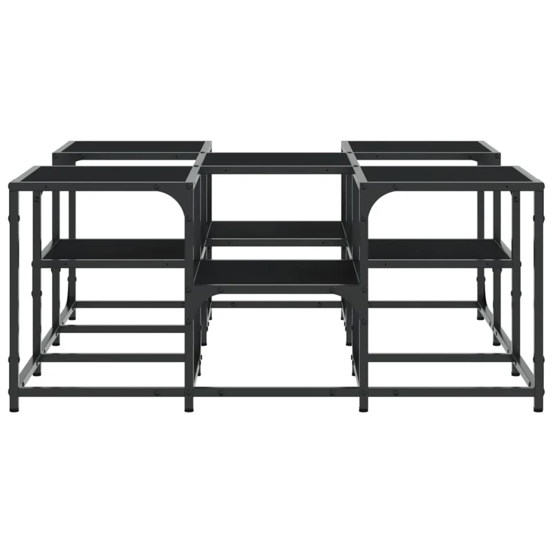 Table basse deux hauteurs design industriel 91 x 91 x 40 cm bois d'ingénierie noir et métal DEC039863