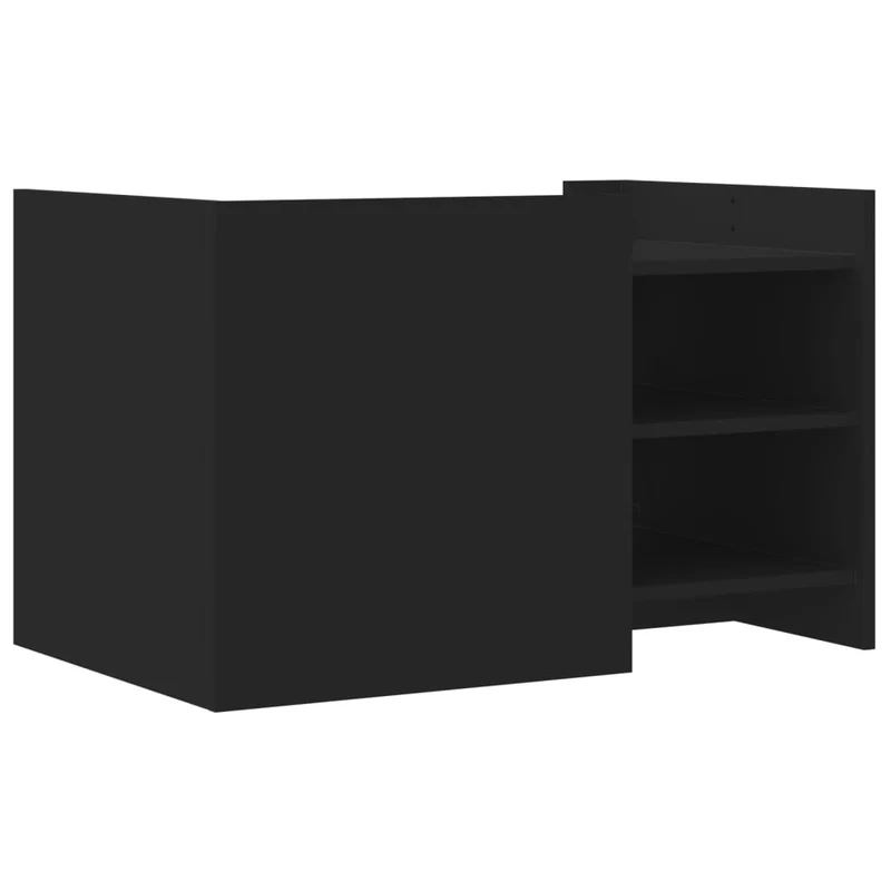 Table basse avec étagères et compartiment avec porte design moderne et contemporaine 80 x 50 x 50 cm bois d'ingénierie noir DEC039777