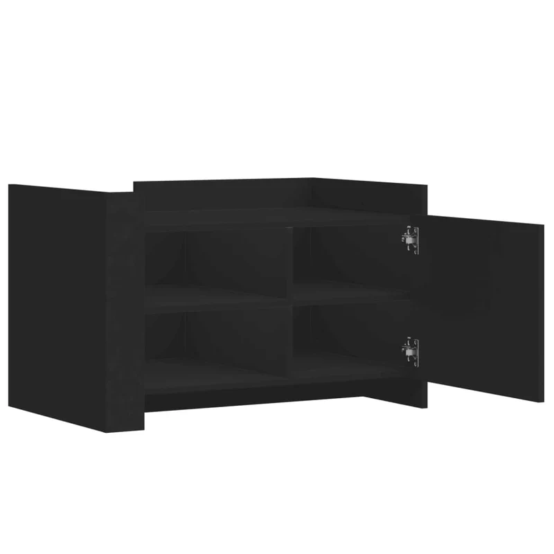 Table basse avec étagères et compartiment avec porte design moderne et contemporaine 80 x 50 x 50 cm bois d'ingénierie noir DEC039777
