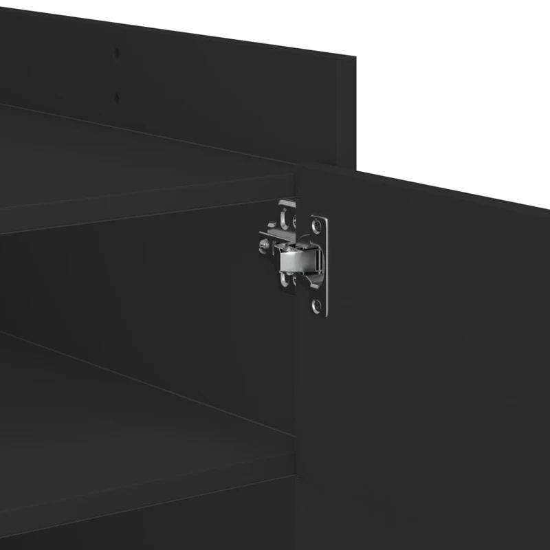 Table basse avec étagères et compartiment avec porte design moderne et contemporaine 80 x 50 x 50 cm bois d'ingénierie noir DEC039777