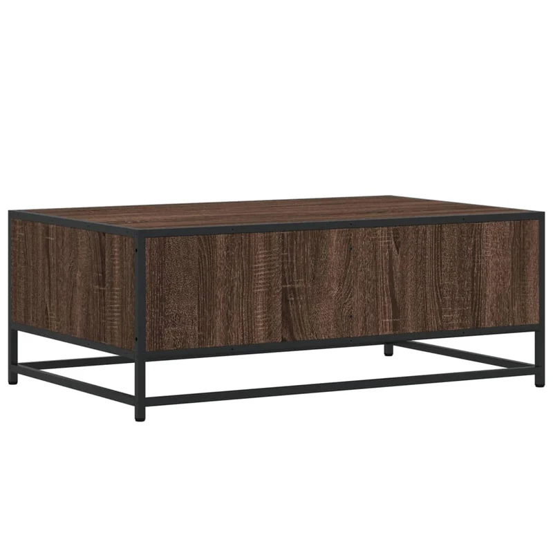 Table basse avec tiroir et compartiment ouvert design industriel moderne 90 x 57 x 35 cm bois d'ingénierie marron et métal DEC038822