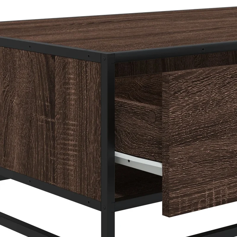 Table basse avec tiroir et compartiment ouvert design industriel moderne 90 x 57 x 35 cm bois d'ingénierie marron et métal DEC038822