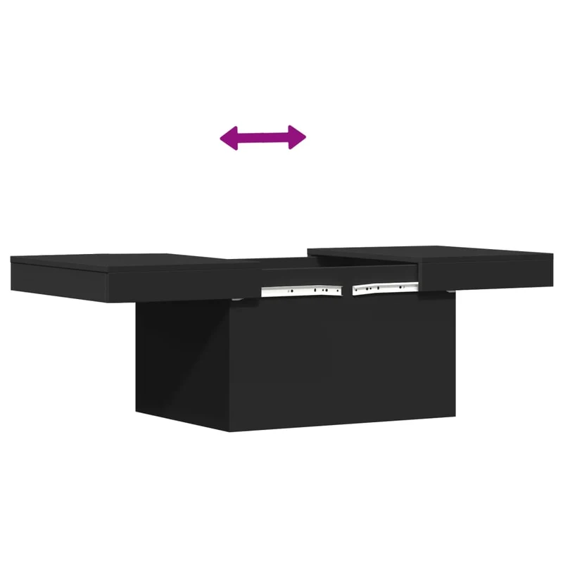 Table basse plateau coulissant design moderne et contemporaine 100 x 55 x 40 cm bois d'ingénierie noir DEC039577