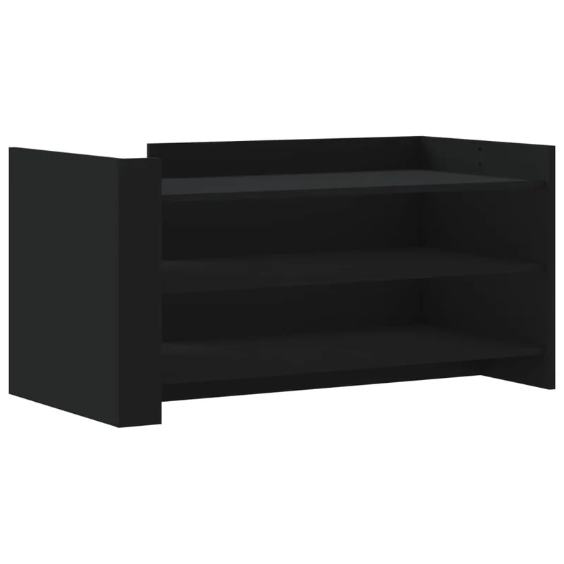 Table basse avec étagères design contemporain minimaliste 100 x 50 x 50 cm bois d'ingénierie noir DEC039565