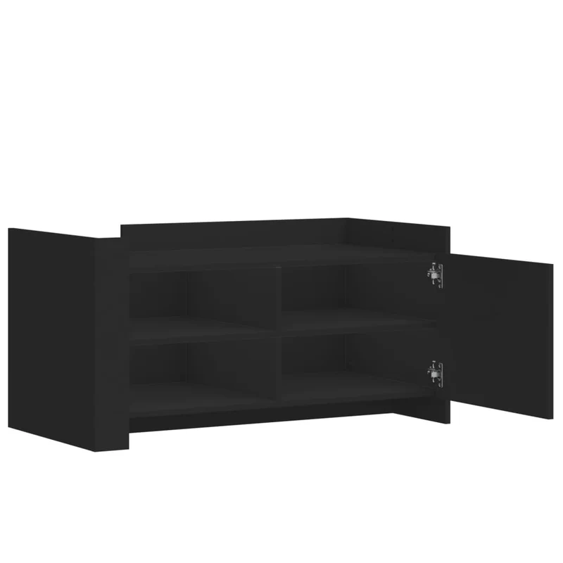Table basse avec étagères design moderne et contemporain 100 x 50 x 50 cm bois d'ingénierie noir DEC039564