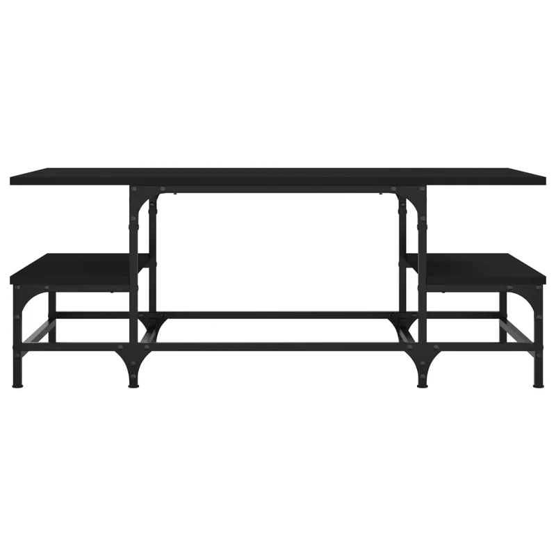 Table basse deux hauteurs design industriel 100 x 50,5 x 40 cm bois d'ingénierie noir et métal DEC039537