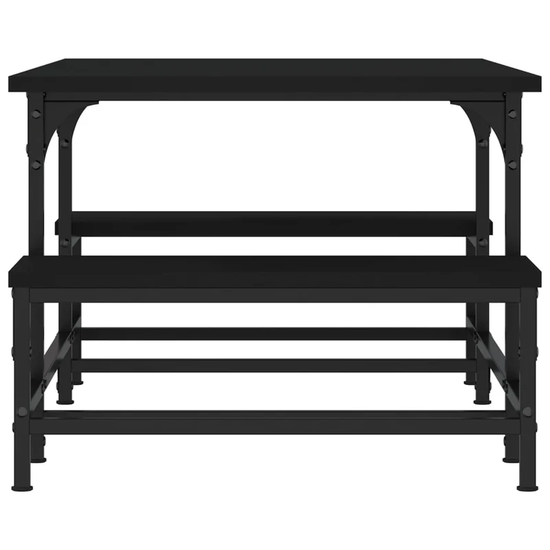Table basse deux hauteurs design industriel 100 x 50,5 x 40 cm bois d'ingénierie noir et métal DEC039537