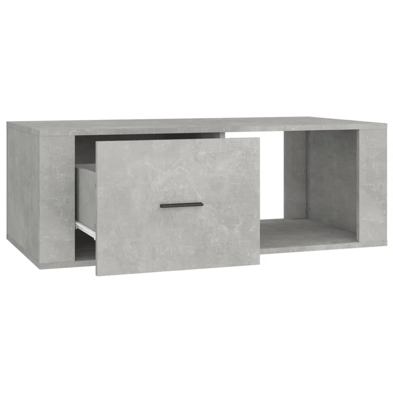 Table basse avec tiroir et compartiment ouvert design contemporain épuré 100 x 50,5 x 35 cm bois d'ingénierie gris DEC039229