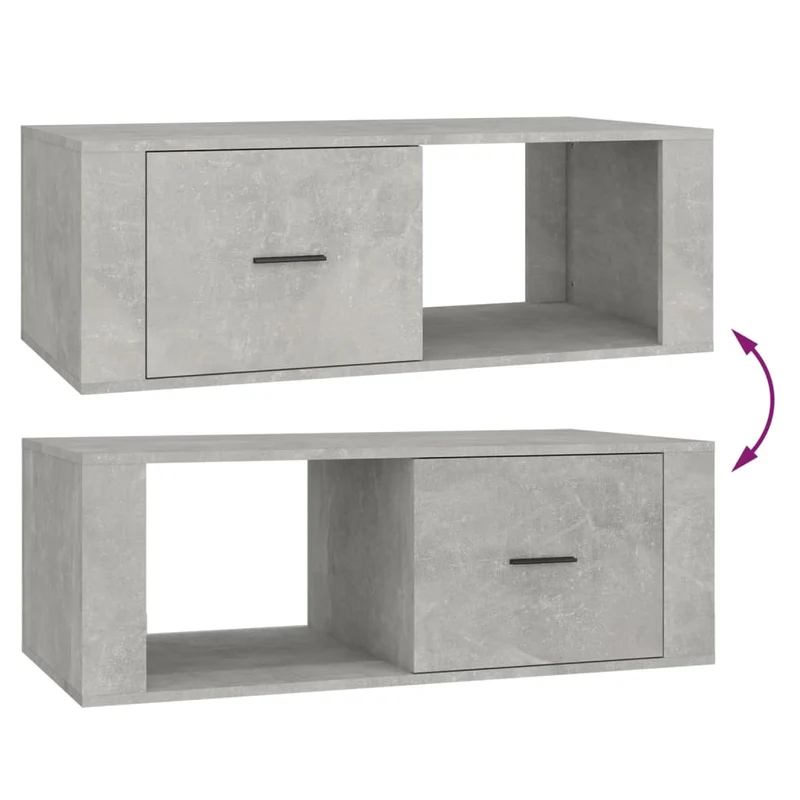 Table basse avec tiroir et compartiment ouvert design contemporain épuré 100 x 50,5 x 35 cm bois d'ingénierie gris DEC039229
