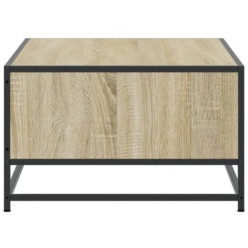 Table basse avec tiroir et compartiment ouvert design industriel moderne 100 x 57 x 35cm bois d'ingénierie couleur chêne et métal DEC038884