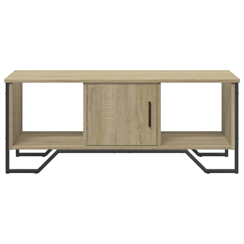 Table basse avec compartiment de rangement design industriel 100 x 51 x 40 cm bois d'ingénierie couleur chêne et métal DEC038876