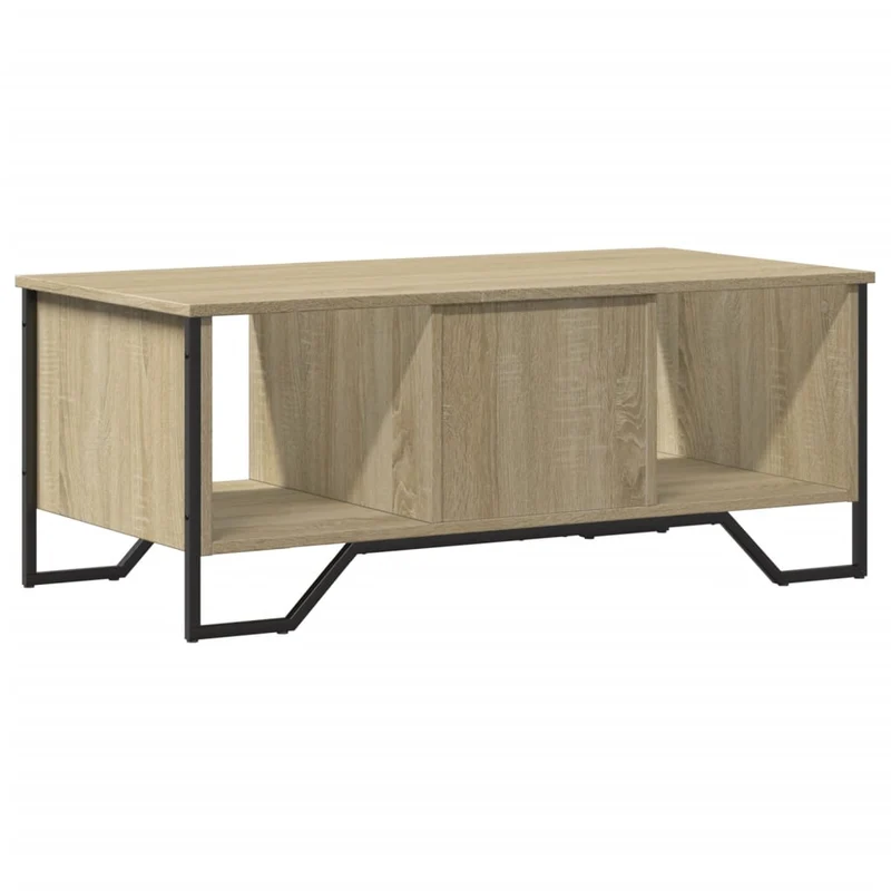 Table basse avec compartiment de rangement design industriel 100 x 51 x 40 cm bois d'ingénierie couleur chêne et métal DEC038876