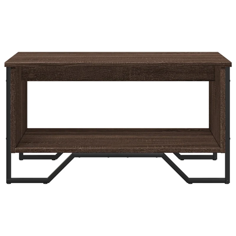 Table basse design contemporain et chaleureux 75 x 51 x 40 cm bois d'ingénierie marron et métal DEC038740