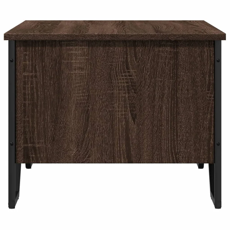 Table basse design contemporain et chaleureux 75 x 51 x 40 cm bois d'ingénierie marron et métal DEC038740