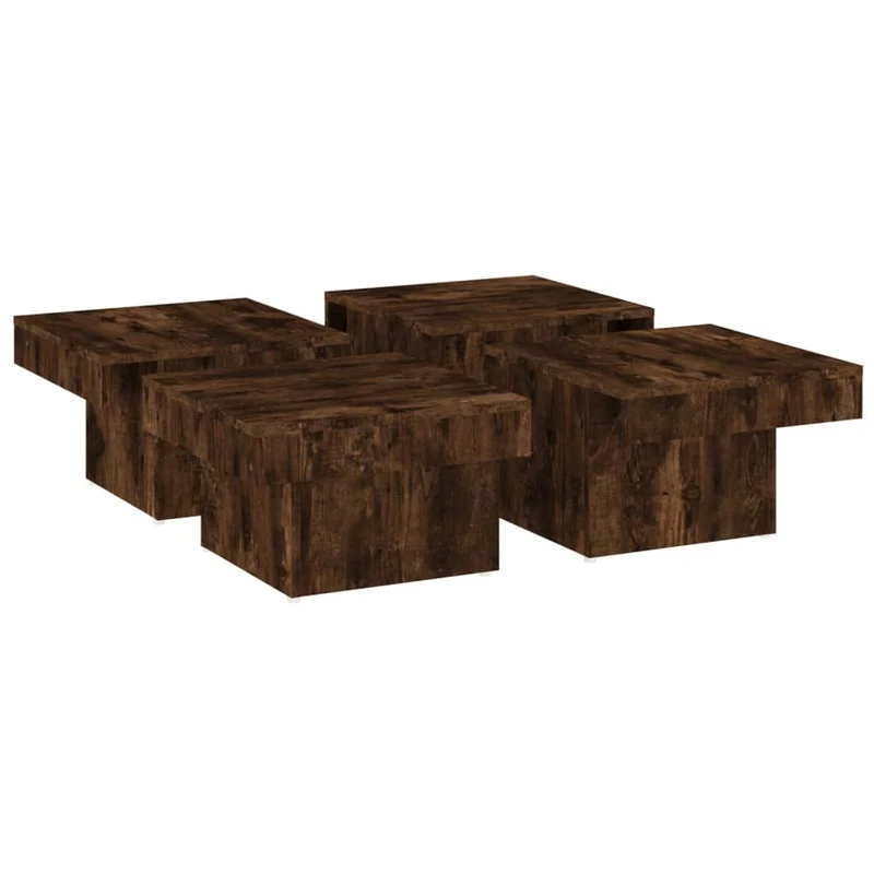 Table basse en 4 parties distinctes design style contemporain et chaleureux 90 x 90 x 28 cm bois d'ingénierie marron DEC038558