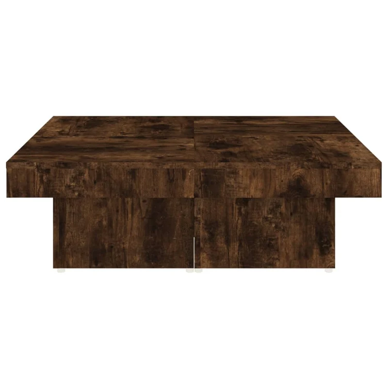 Table basse en 4 parties distinctes design style contemporain et chaleureux 90 x 90 x 28 cm bois d'ingénierie marron DEC038558
