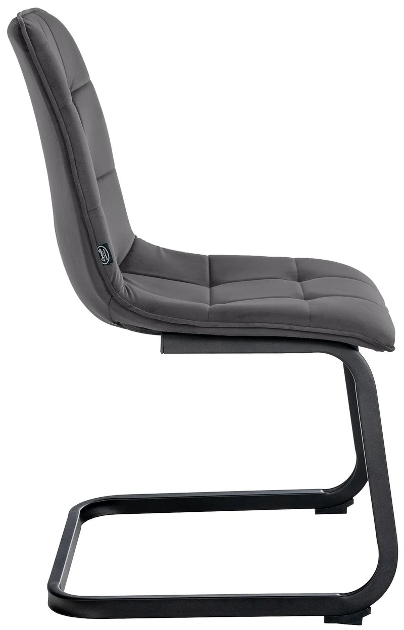 Set de 2 chaises de salle à manger coutures décoratives carrées en velours noir et pieds luge en métal noir 10_0001576