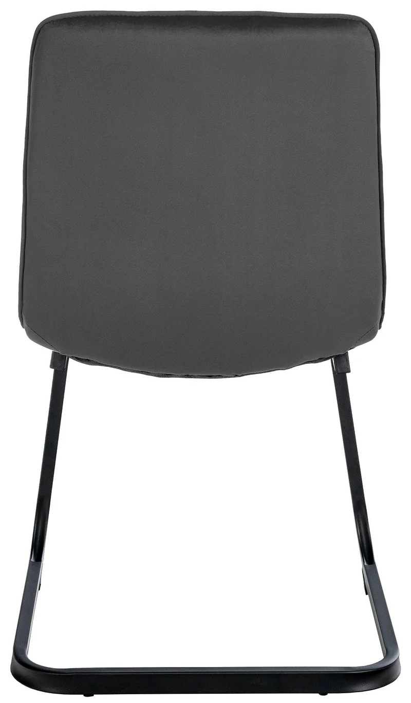 Set de 2 chaises de salle à manger coutures décoratives carrées en velours noir et pieds luge en métal noir 10_0001576