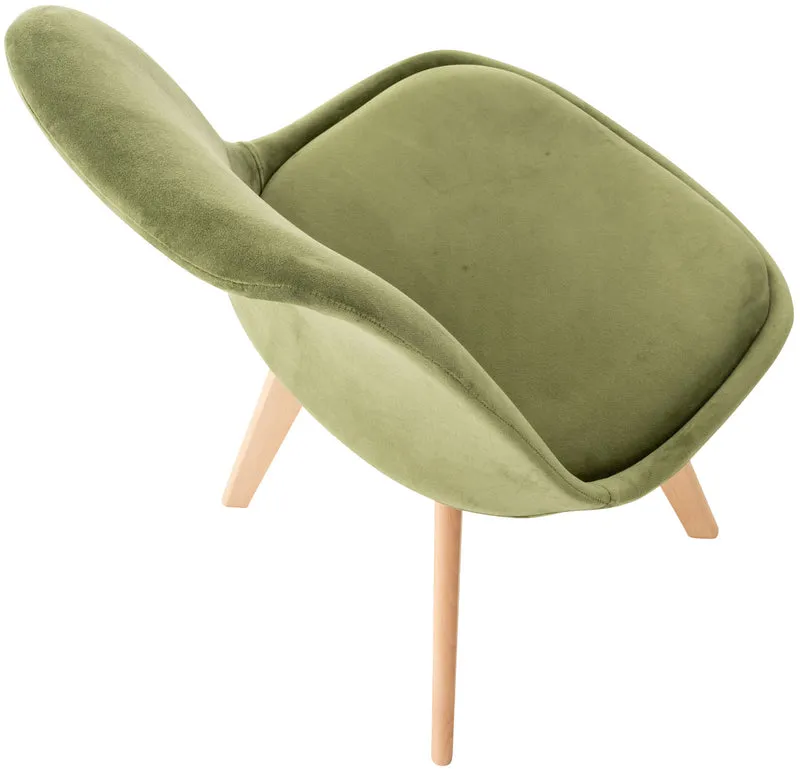 Lot de 4 chaises de salle à manger design scandinave en tissu velours vert clair pieds bois clair CDS10384