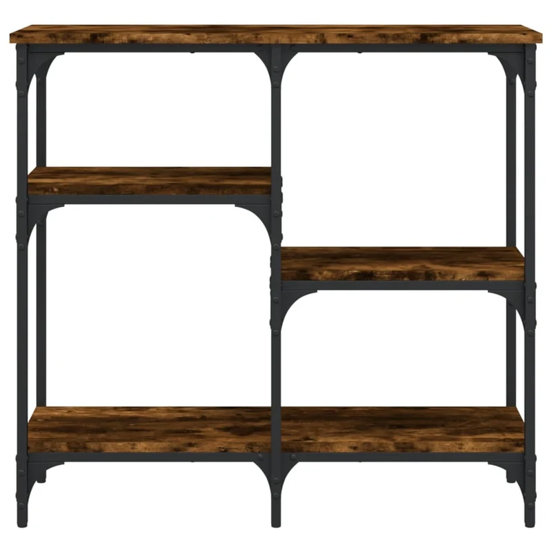 Table console d'entrée fonctionnel et stylé avec étagères 80 x 29 x 75 cm bois d'ingénierie marron et métal DEC031818