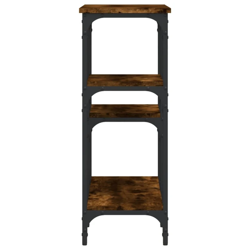 Table console d'entrée fonctionnel et stylé avec étagères 80 x 29 x 75 cm bois d'ingénierie marron et métal DEC031818
