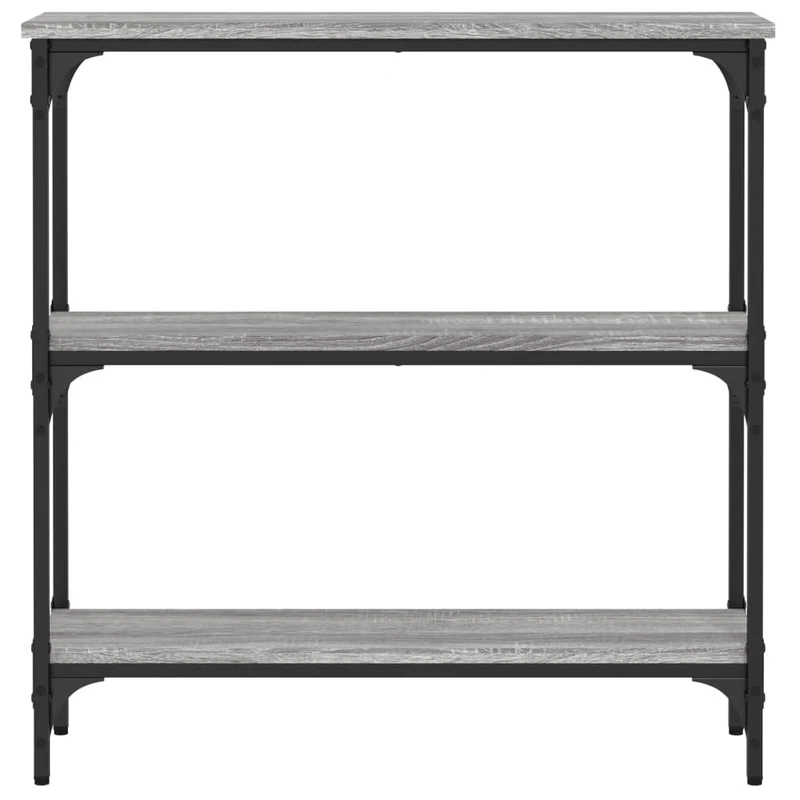 Table console d'entrée fonctionnel et stylé avec étagères 75 x 22,5 x 75 cm bois d'ingénierie gris et métal DEC032235
