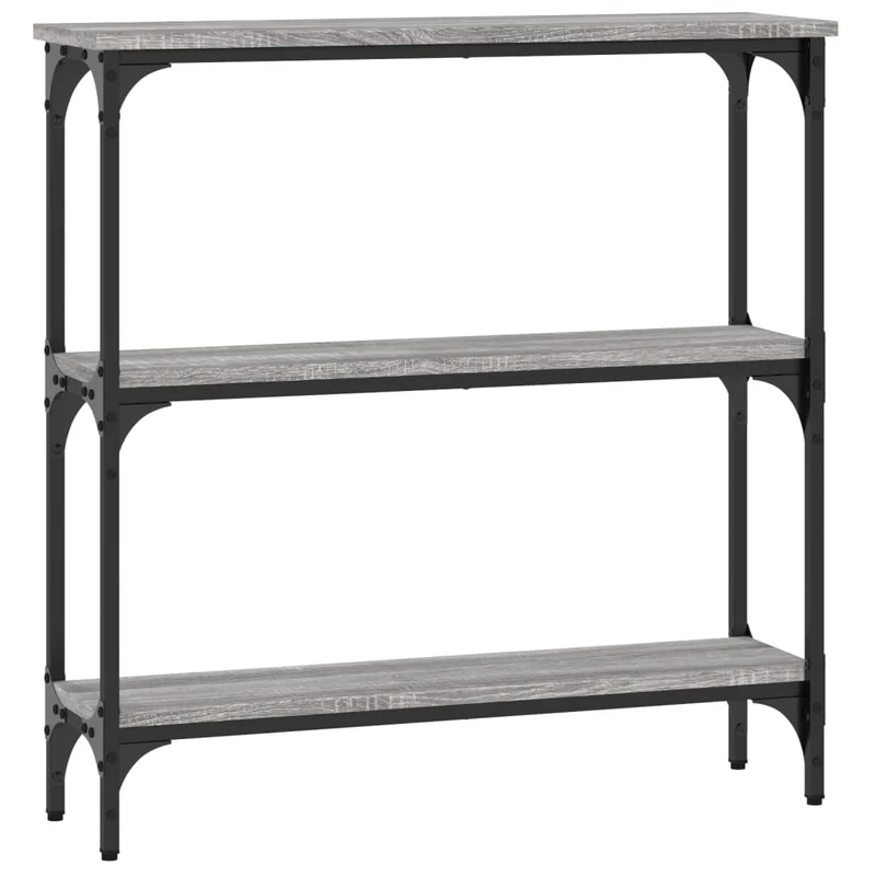 Table console d'entrée fonctionnel et stylé avec étagères 75 x 22,5 x 75 cm bois d'ingénierie gris et métal DEC032235