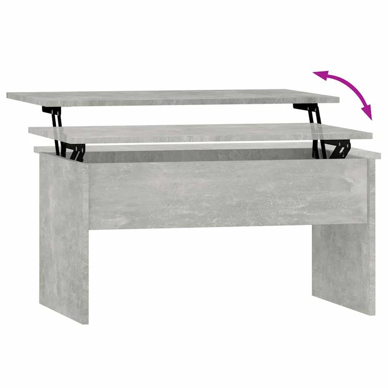 Table basse plateau relevable design moderne et contemporaine 80 x 50,5 x 41,5 cm bois d'ingénierie gris DEC039338