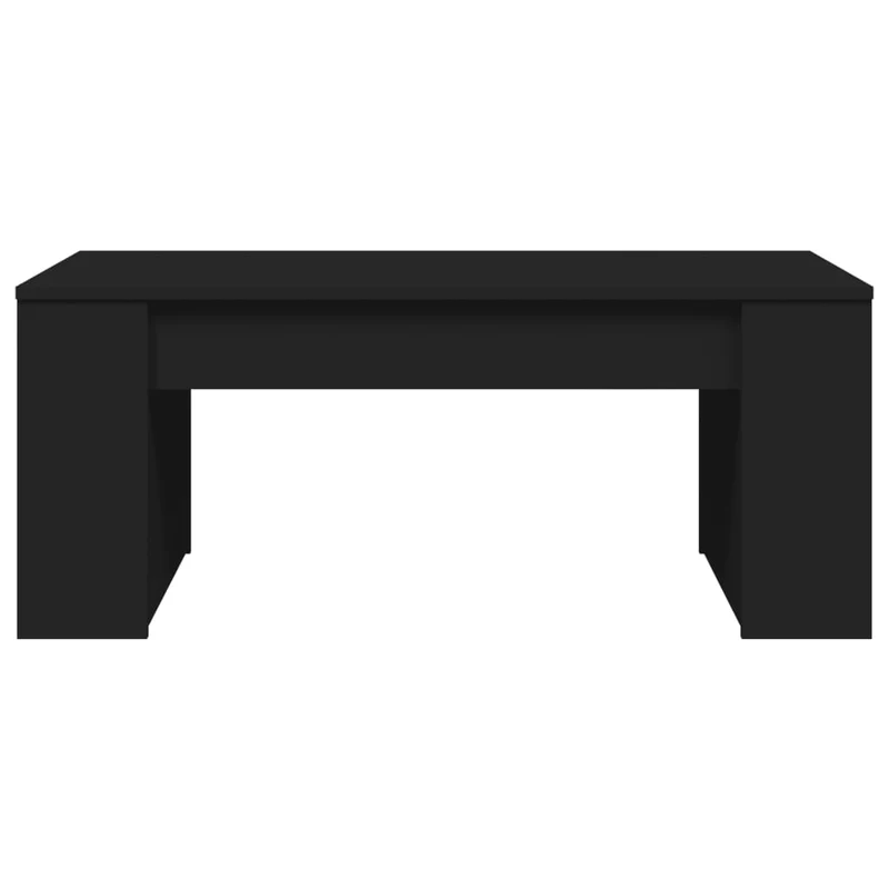 Table basse avec étagères design moderne et contemporaine 102 x 55 x 42 cm bois d'ingénierie noir DEC039613
