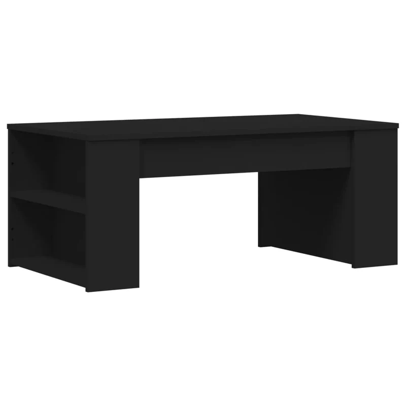 Table basse avec étagères design moderne et contemporaine 102 x 55 x 42 cm bois d'ingénierie noir DEC039613