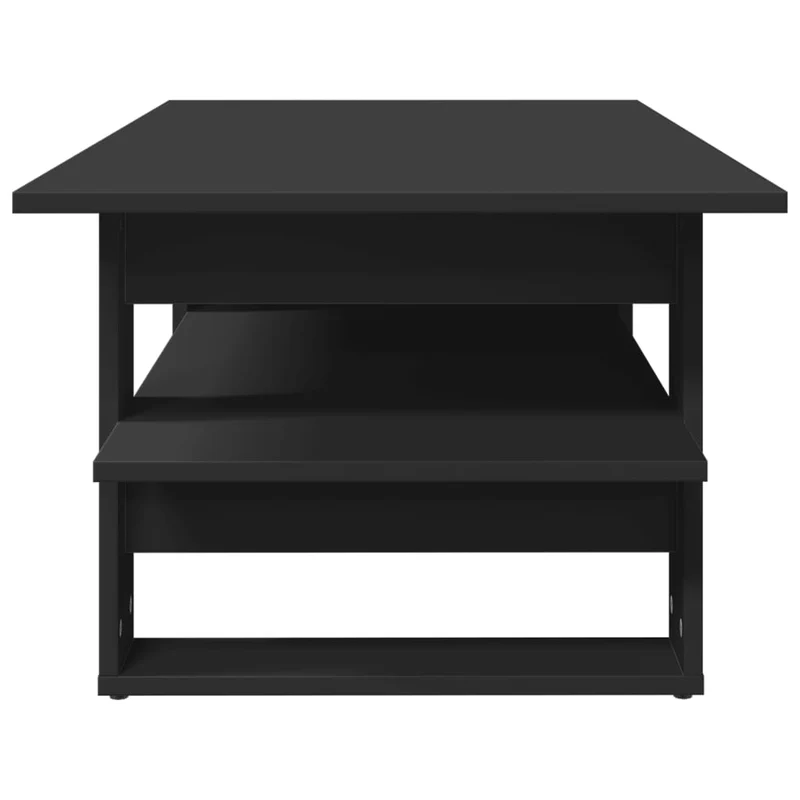 Table basse avc étagères design moderne et contemporaine 102 x 55 x 42 cm bois d'ingénierie noir DEC039611