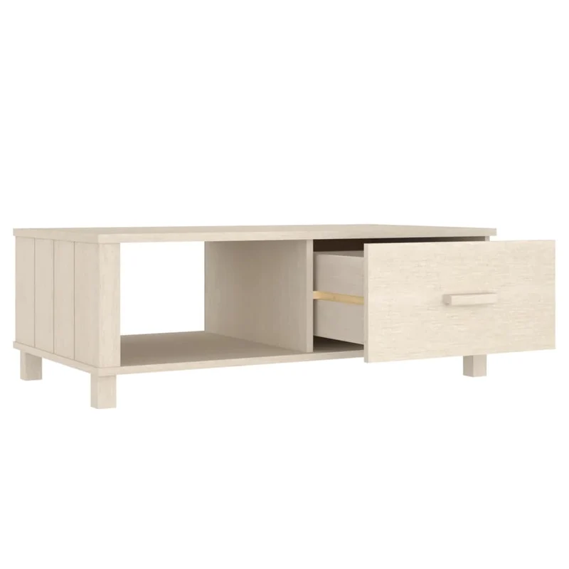 Table basse avec tiroir et d'un compartiment design moderne et contemporaine 100 x 55 x 35 cm bois massif de pin DEC039424