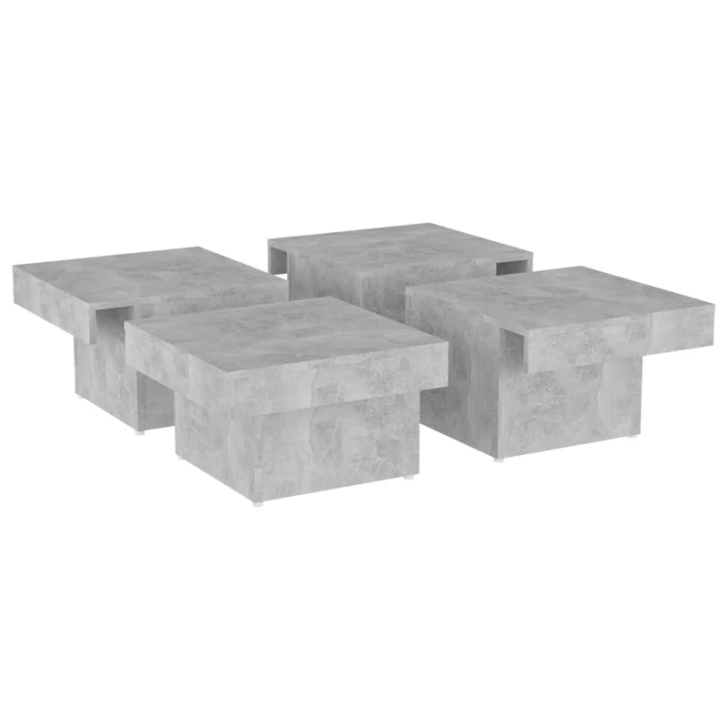 Table basse zn 4 parties design moderne et contemporaine 90 x 90 x 28 cm bois d'ingénierie gris DEC039407