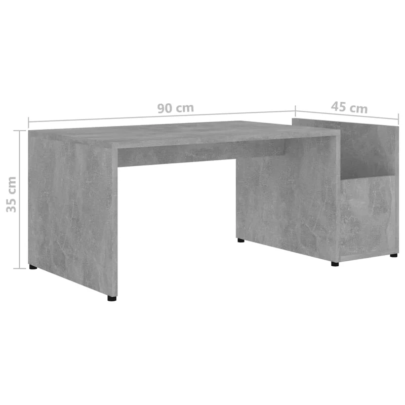 Table basse design moderne et contemporaine 90 x 45 x 35 cm bois d’ingénierie gris DEC039358