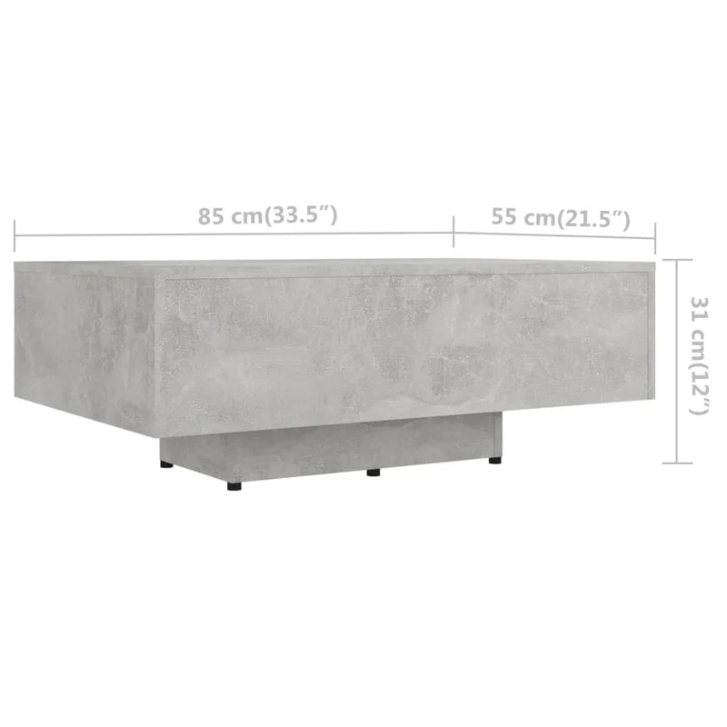 Table basse design moderne et contemporaine 85 x 55 x 31 cm bois d'ingénierie gris DEC039351