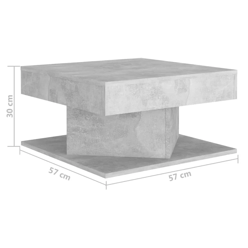 Table basse design moderne et contemporaine 57 x 57 x 30 cm bois d’ingénierie gris DEC039312