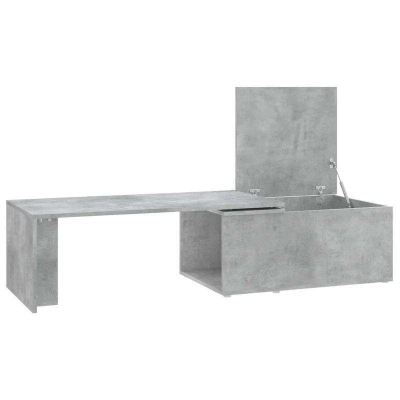 Table basse avec compartiment de rangement design moderne et contemporaine 150 x 50 x 35 cm bois d'ingénierie gris DEC039275