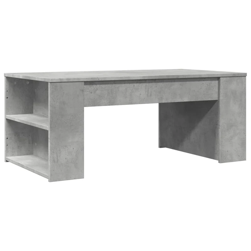 Table basse avec étagères design moderne et contemporaine 102 x 55 x 42 cm bois d'ingénierie gris DEC039268