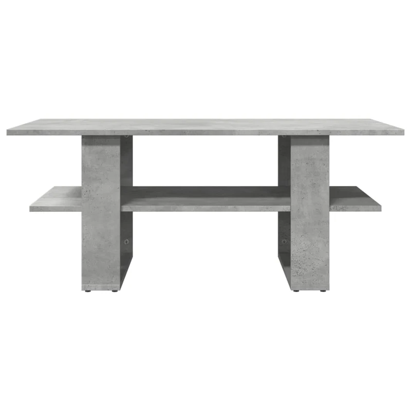 Table basse avec étagères design moderne et contemporaine 102 x 55 x 42 cm bois d'ingénierie gris DEC039267