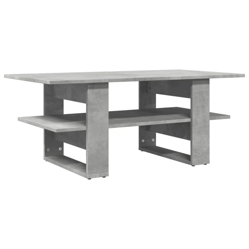 Table basse avec étagères design moderne et contemporaine 102 x 55 x 42 cm bois d'ingénierie gris DEC039267