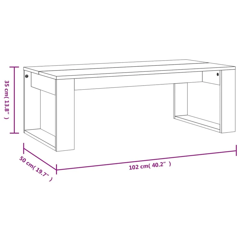 Table basse design moderne et contemporaine 102 x 50 x 35 cm bois d'ingénierie gris DEC039248