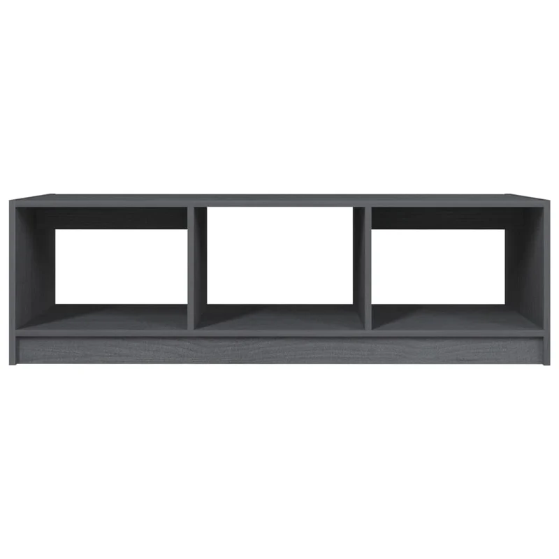 Table basse avec compartiments ouverts design moderne et contemporaine 110 x 50 x 34 cm bois de pin massif gris DEC039162