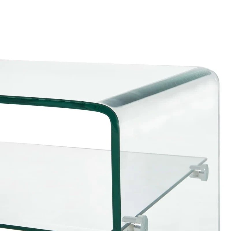 Table basse avec étagère design moderne et contemporaine 98 x 45 x 31 cm Verre trempé Transparent DEC039091