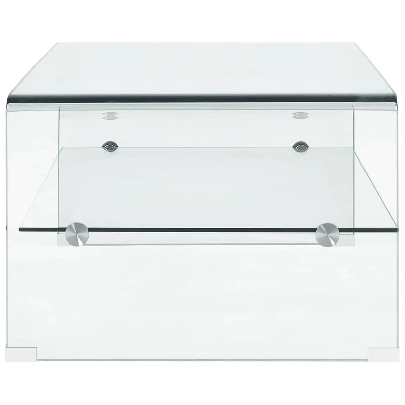Table basse avec étagère design moderne et contemporaine 98 x 45 x 31 cm Verre trempé Transparent DEC039091