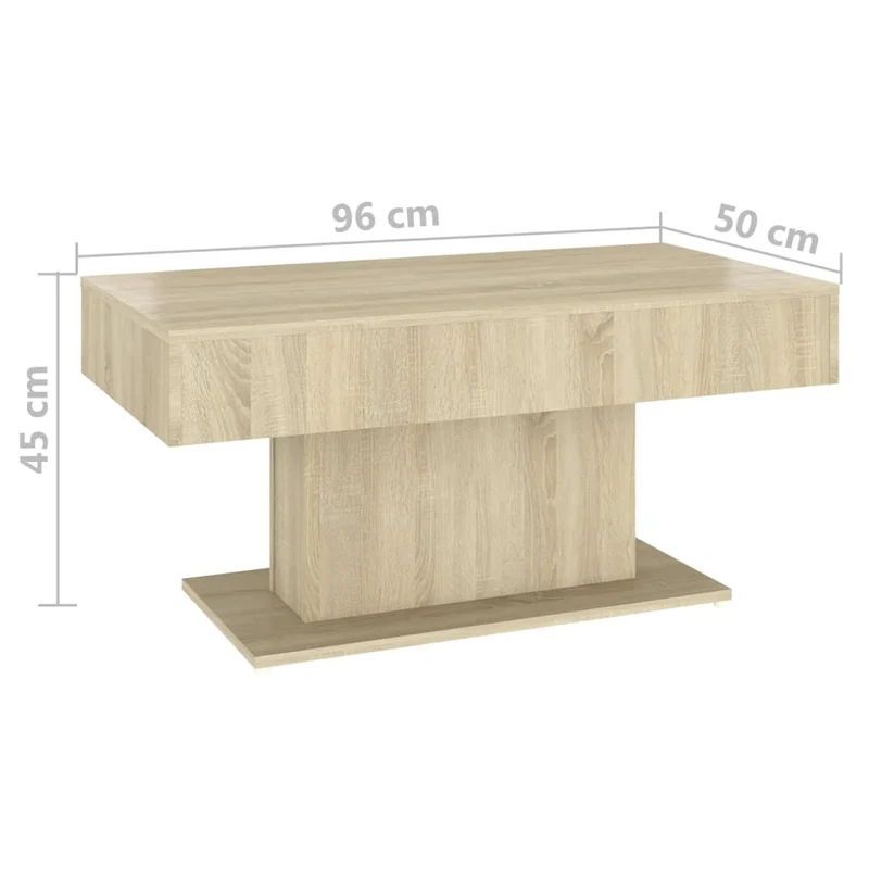Table basse design moderne et contemporaine 96 x 50 x 45 cm bois d'ingénierie couleur chêne DEC039079