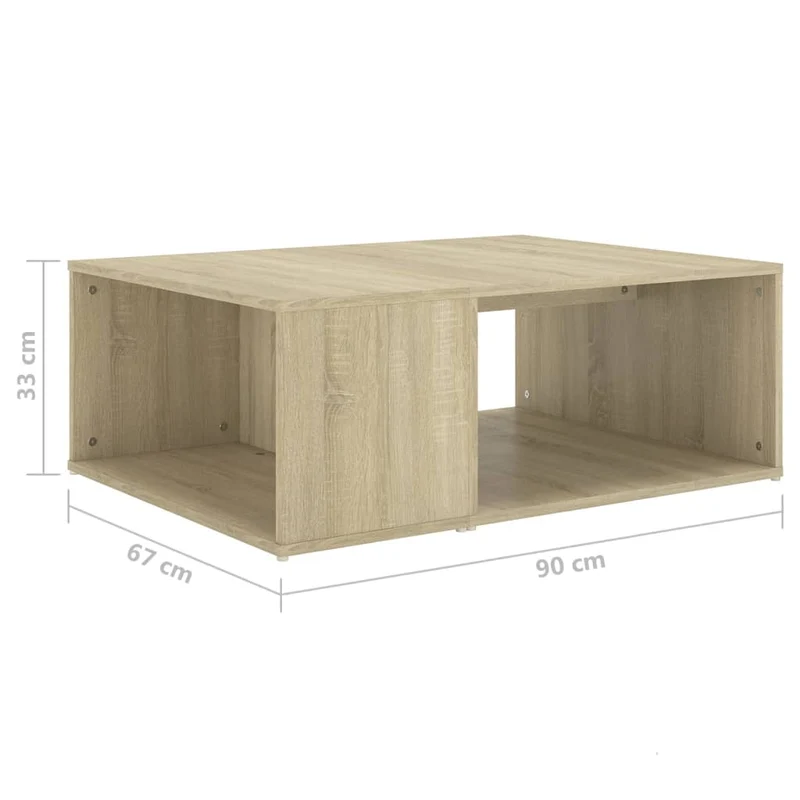 Table basse avec compartiment design moderne et contemporaine 90 x 67 x 33 cm bois d'ingénierie couleur chêne DEC039075