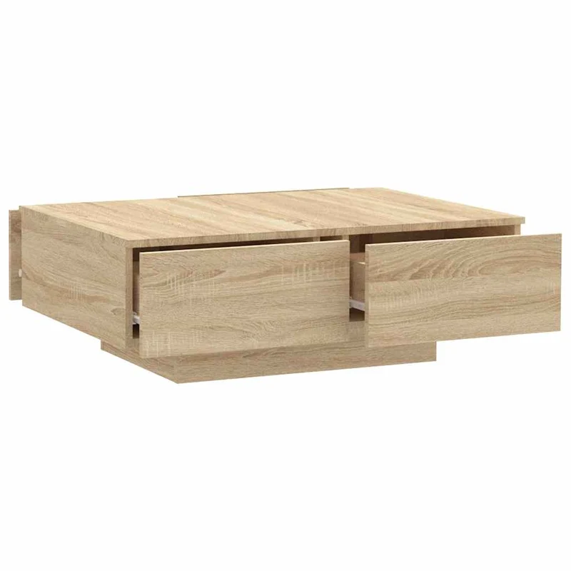 Table basse avec tiroirs design moderne et contemporaine 90 x 60 x 31 cm bois d'ingénierie couleur chêne DEC039069
