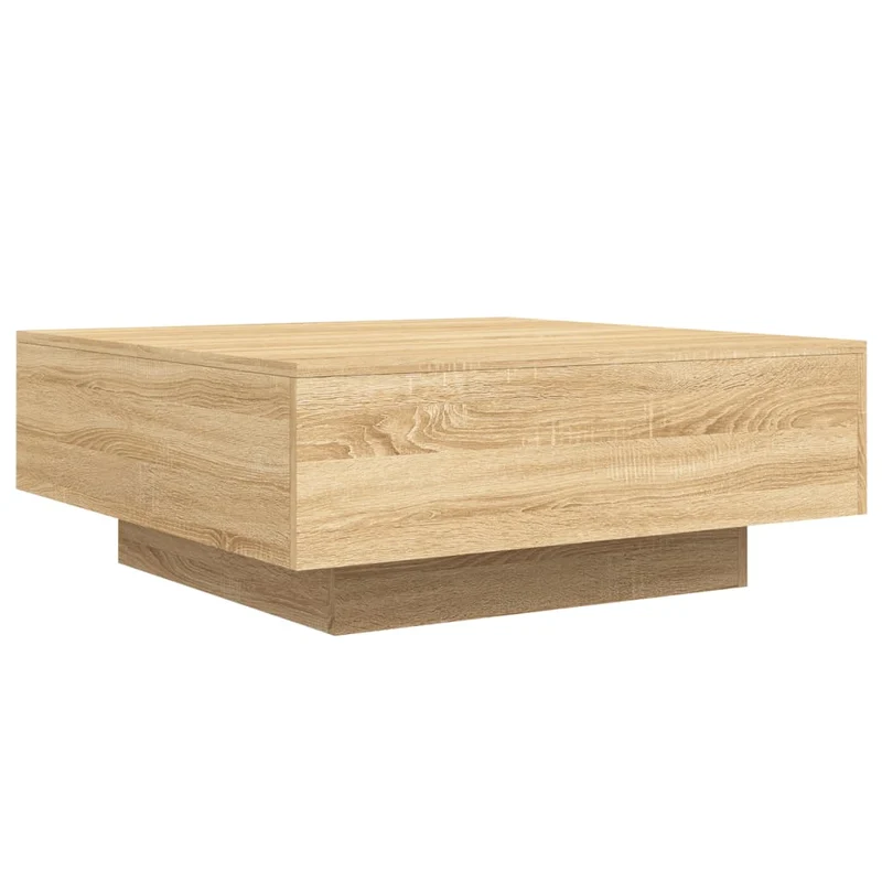 Table basse design moderne et contemporaine 80 x 80 x 31 cm bois d'ingénierie couleur chêne DEC039005