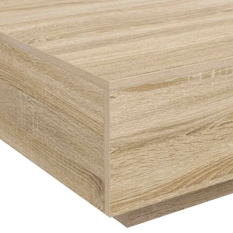 Table basse design moderne et contemporaine 80 x 80 x 31 cm bois d'ingénierie couleur chêne DEC039005